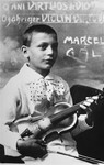 Portrait of Marcell (nicknamed "Bandi")  Gal (born Gottlieb), a child violin prodigy from Sighet.