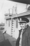 Sol Lester, engineer of President Warfield/Exodus 1947, poses on board the ship prior to its departure for Europe.