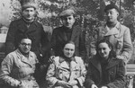 Petre Lupu, Iosif Ardeleanu, Jan Podolenu, Nesia Lupu, Gherghina Ardeleanu, and Elena Csallos (Helmer) in the Transnistrian ghetto of Grosulovo.