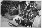 Group portrait of Jewish girls from Germany at a Kinderlager [children's recreational summer camp] in Horserod, Denmark.