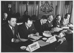 Members of the German delegation attend a conference sponsored by the Joint Distribution Committee on the status of the Jewish populations of Europe and North Africa.