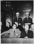 Defendants in the dock at the International Military Tribunal trial of war criminals at Nuremberg.
