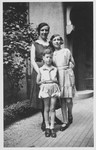 Paula Schwab poses with her two children Gerd and Margot in Freiburg, Germany.