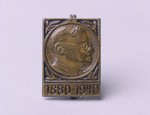 Rectangular Betar Zionist youth movement pin with the raised profile of founder Vladimir Jabotinsky, (1880-1940).