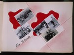 One page of a scrapbook/photo album that includes photographs of the Jewish fire brigade at the Schlachtensee displaced persons camp.