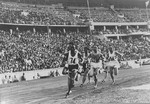 Runners competing in the 800m event at the Olympic games in Berlin.