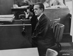 Defendant Mathias Graf testifies in his own defense at the Einsatzgruppen Trial.