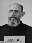 Mug shot of defendant Paul Blobel at the Einsatzgruppen Trial.