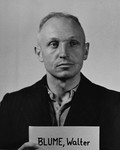 Mug-shot of defendant Walter Blume at the Einsatzgruppen Trial.