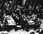 View of the prosecution team during a session of the Medical Case (Doctors') Trial in Nuremberg.