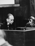Defendant Otto Schwarzenberger, SS Colonel and chief of an office in the Staff Main Office of the Reich Commissioner for the Strengthening of Germandom, testifies in his own defense during the RuSHA Trial.