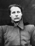 Portrait of Herta Oberhauser as a defendant in the Medical Case Trial at Nuremberg.