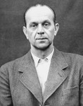Portrait of Adolf Pokorny as a defendant in the Medical Case Trial at Nuremberg.