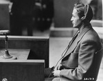 Ernst Mettbach testifies as a witness for defendant Wilhelm Beiglboeck at the Doctors Trial.