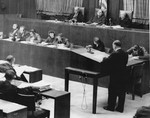 A lawyer presents an argument at the podium during a session of the RuSHA Trial.