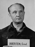 Mug-shot of defendant Ernst Biberstein at the Einsatzgruppen Trial.