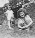 Judis Baehr plays with a friend one year after her liberation from Theresienstadt.