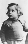 Portrait of two-year-old Judis Baehr, taken right before she was placed in a Jewish nursing home.