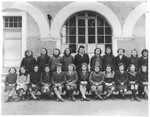Group portrait of Denise Bystryn and her classmates in a convent school in Cahors where Denise was hidden in 1943.