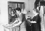 Female employees work in the Julius Madritsch Ladies' Custom Shop.