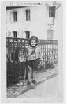 Portrait of a Jewish child, Diane Popowski, living at the home of her French rescuer, Marie Antoinette Pallarès, in Montpellier, France.