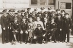 Group portrait of members of the Jewish police force at the Stuttgart DP camp.