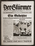Front page of the Nazi publication, Der Stuermer, with an anti-Semitic caricature depicting the Jew as one who pretends to be the same as his countrymen, but who knows he is Jewish and nothing else.
