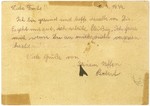 A postcard sent to Anna (Goldstein) Hajsky, by her nephew, Robert Silberstern, from the Auschwitz-Birkenau concentration camp.