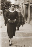 Tobcia Liss, a cousin of Felicja Berland, walks along Lubelska Street in Chelm.