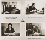 Four images of members of the Stuttgart DP camp administration in their offices.
