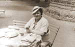 Portrait of the donor, Magda Herzog Muller, at an outdoor cafe in a resort in Czechoslovakia.