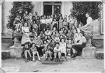 Group portrait of the children and staff of the Château de Vaucelle children's home in Taverny.