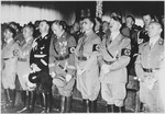Nazi officials attend the opening ceremonies of the 1938 Party congress in Nuremberg.