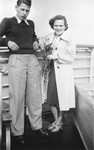 Fritz Hilb and Ilse Karliner pose on the deck of the MS St.