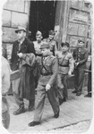 Amon Goeth, former commandant of the Plaszow concentration camp, is led away from the courthouse after being sentenced to death.
