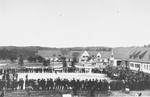 View of an anti-British demonstration at the Foehrenwald displaced persons camp.