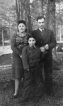Chaia Libstug with her mother, Fira [Esther] Libstug, and her father, Isaac Libstug, at the Foehrenwald displaced persons camp.