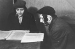 Students study Talmud at the Beth Josef Yeshiva in the Zeilsheim displaced persons' camp.