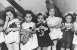 A group of pre-school girls at a nursery in the Zeilsheim displaced persons' camp.