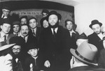 A group of religious Jews at a ceremony in the Zeilsheim DP camp.
