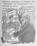 "One of a series of cartoons from a French language, anti-Jewish pamphlet entitled, "The Canker Which Corroded France," published by the Institute for the Study of Jewish Questions in Paris.