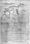 A map that accompanied a secret undated report on the mass murder of Jews by Einsatzgruppe A, which was used as evidence by both the American and British prosecution teams during the International Military Tribunal trial of war criminals at Nuremberg.
