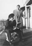 Mike Weiss and Murray Aronoff, crew members on the deck of the President Warfield (later the Exodus 1947) before the ship sailed for Europe.