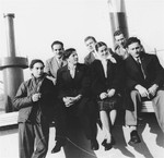 Crew members of the President Warfield (later the Exodus 1947) pose with friends on the deck of the ship before its departure for Europe.