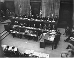 Chief U.S. prosecutor Justice Robert Jackson delivers the prosecution's opening statement at the International Military Tribunal war crimes trial at Nuremberg.