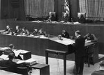 A lawyer addresses Military Tribunal I during the RuSHA Trial.