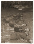 The bodies of Jewish women exhumed from a mass grave near Volary.