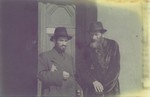Portrait of two bearded Jewish men in the Lodz ghetto.