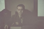 Close-up portrait of the presiding judge, Stanislaw Jakobson, of the Jewish court in the Lodz ghetto.