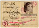 Identification issued to Lucie Kritz in 1933 and restamped by the Soviet government in 1940.